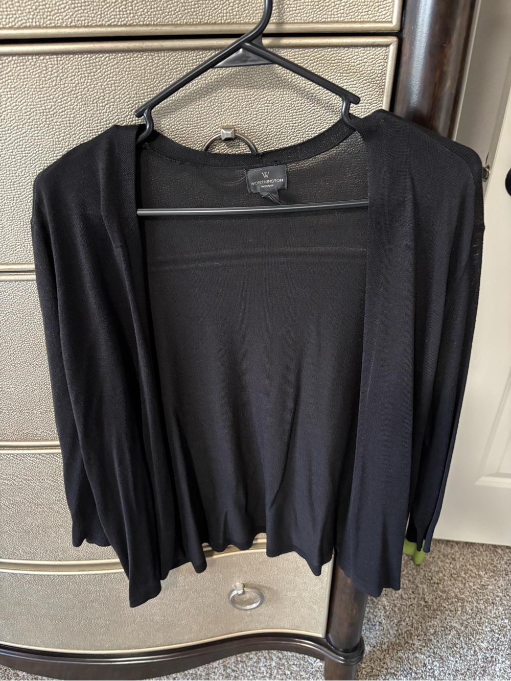 Worthington Black Open-Front Lightweight Cardigan